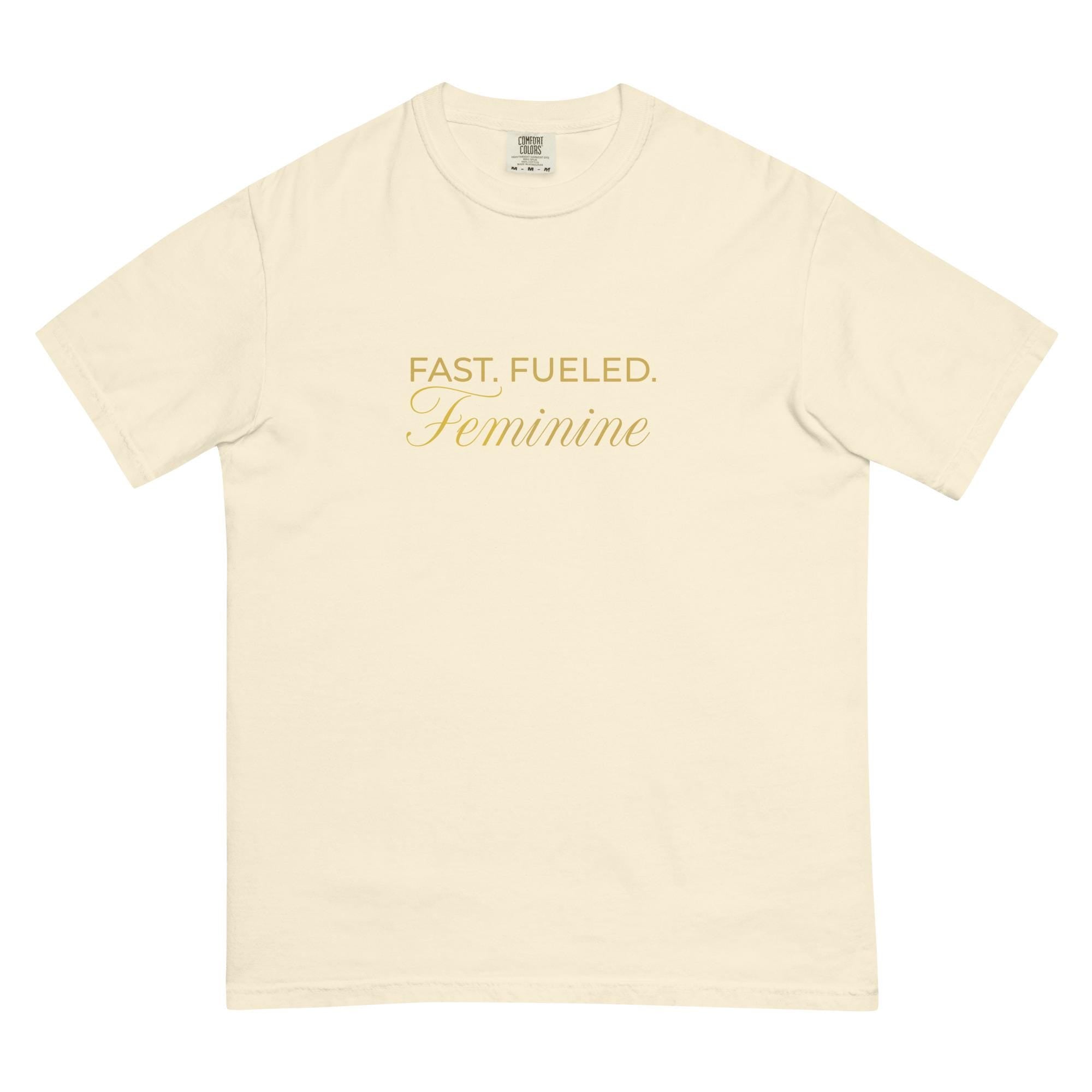 FAST FUELED Feminine Car T-Shirt Women, Garment Dyed Racing Tee, Car Lover Gift Girlfriend, Petrolhead Birthday Present Her, MotorCreed