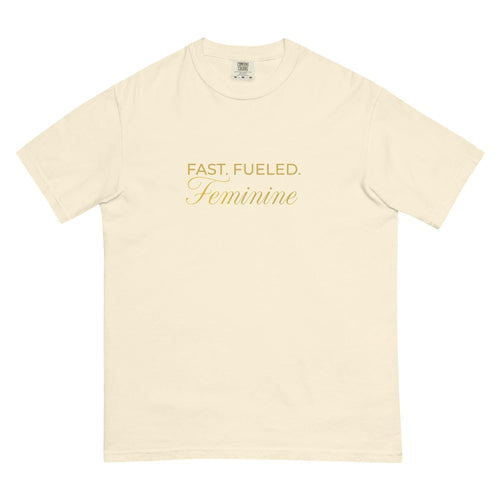 FAST FUELED Feminine Car T-Shirt Women, Garment Dyed Racing Tee, Car Lover Gift Girlfriend, Petrolhead Birthday Present Her, MotorCreed