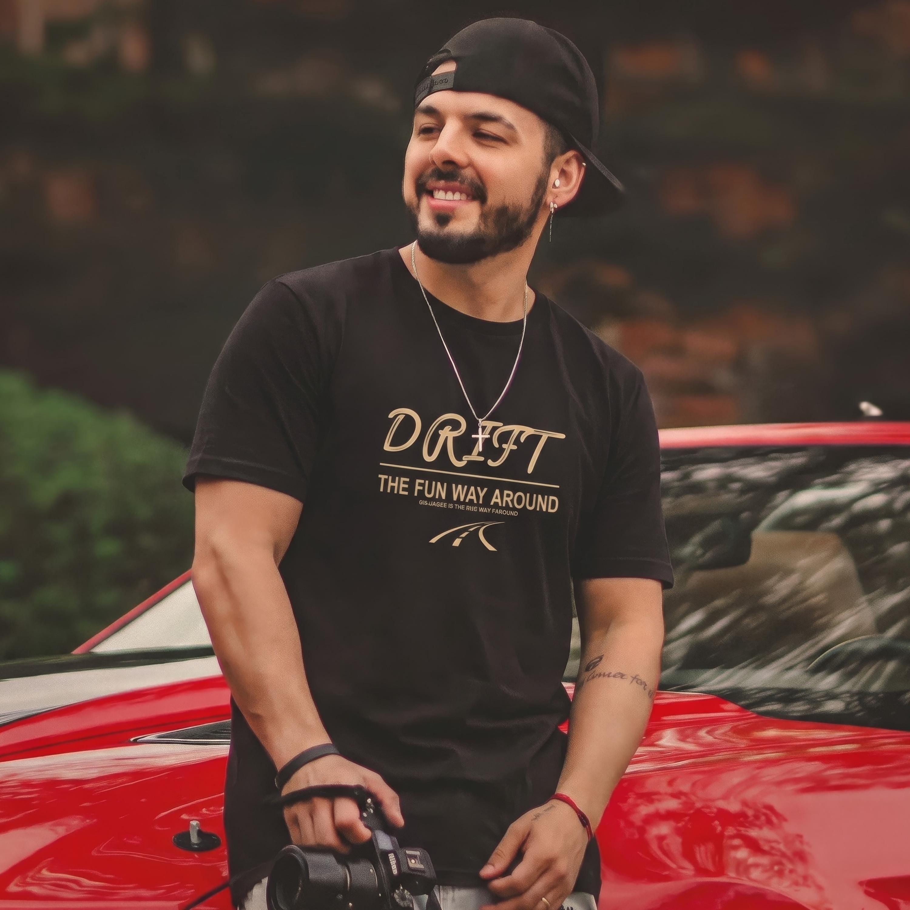 Drift The Fun Way Around T-Shirt Men, Racing Slogan Design, Petrolhead Gift Boyfriend, Car Enthusiast Birthday Present, MotorCreed Apparel