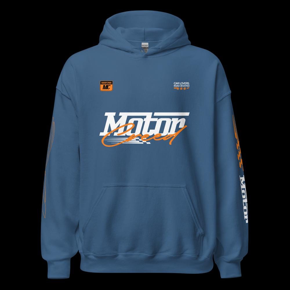 Racing Team Hoodie Men, Car Lovers Road Devoted, MotorCreed Premium Streetwear, Car Enthusiast Gift Boyfriend, Speed With A Soul Pullover