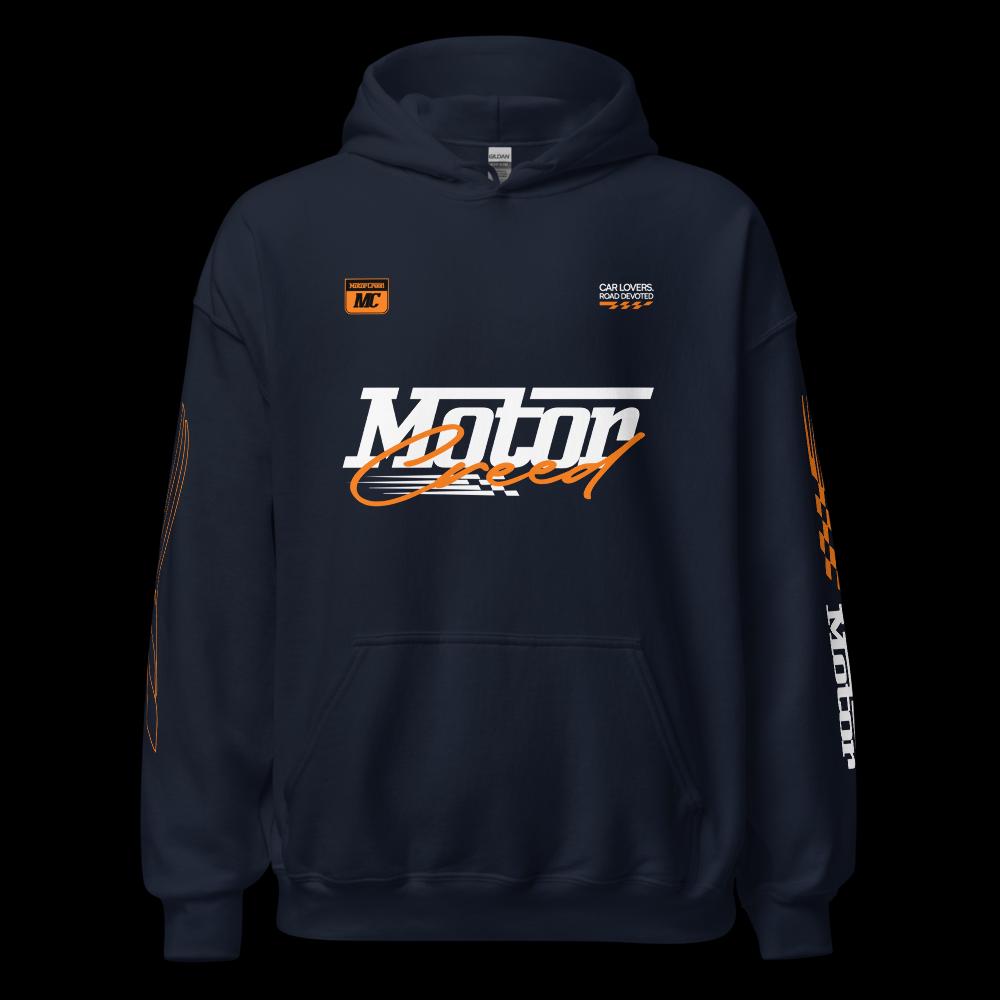 Racing Team Hoodie Men, Car Lovers Road Devoted, MotorCreed Premium Streetwear, Car Enthusiast Gift Boyfriend, Speed With A Soul Pullover