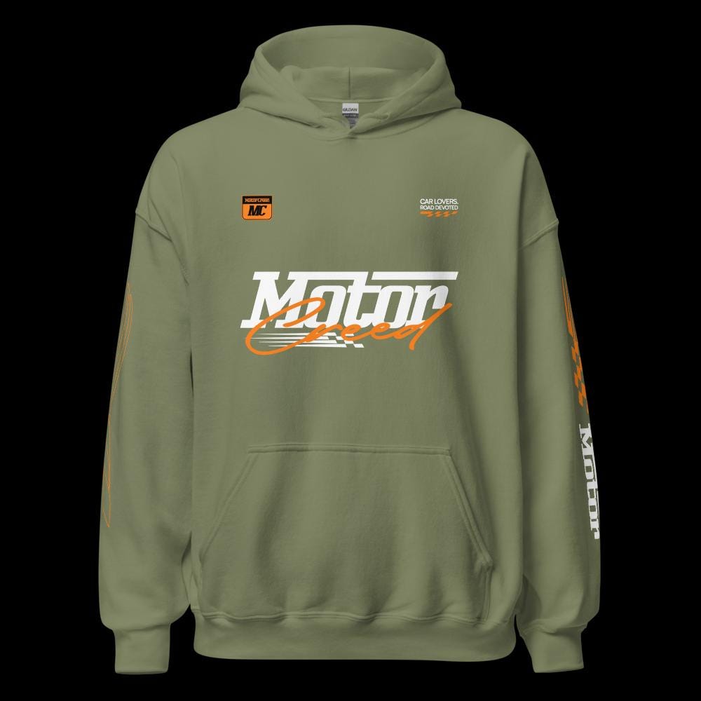 Racing Team Hoodie Men, Car Lovers Road Devoted, MotorCreed Premium Streetwear, Car Enthusiast Gift Boyfriend, Speed With A Soul Pullover
