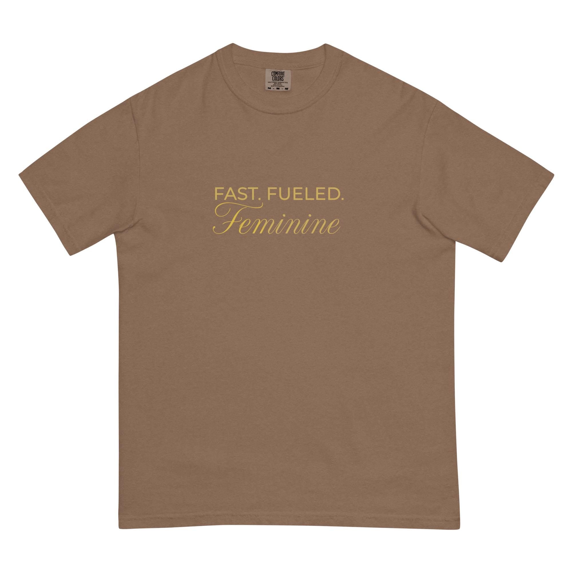 FAST FUELED Feminine Car T-Shirt Women, Garment Dyed Racing Tee, Car Lover Gift Girlfriend, Petrolhead Birthday Present Her, MotorCreed
