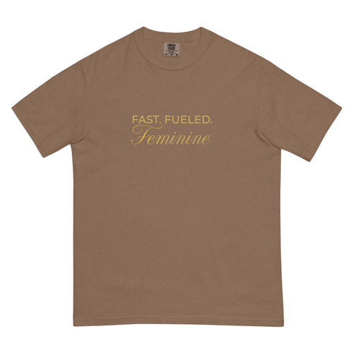 FAST FUELED Feminine Car T-Shirt Women, Garment Dyed Racing Tee, Car Lover Gift Girlfriend, Petrolhead Birthday Present Her, MotorCreed