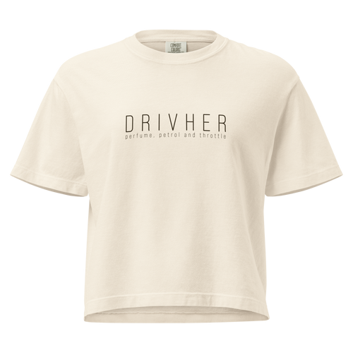 DrivHer Tee — MotorCreed women's car enthusiast t-shirt, Ivory