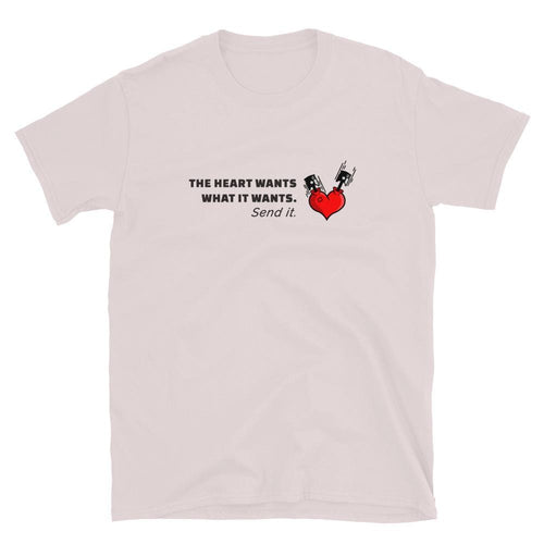Car Enthusiast T-Shirt Men, Heart Wants What It Wants Send It Racing Quote Tee, Petrolhead Boyfriend Gift, Gearhead Birthday, MotorCreed