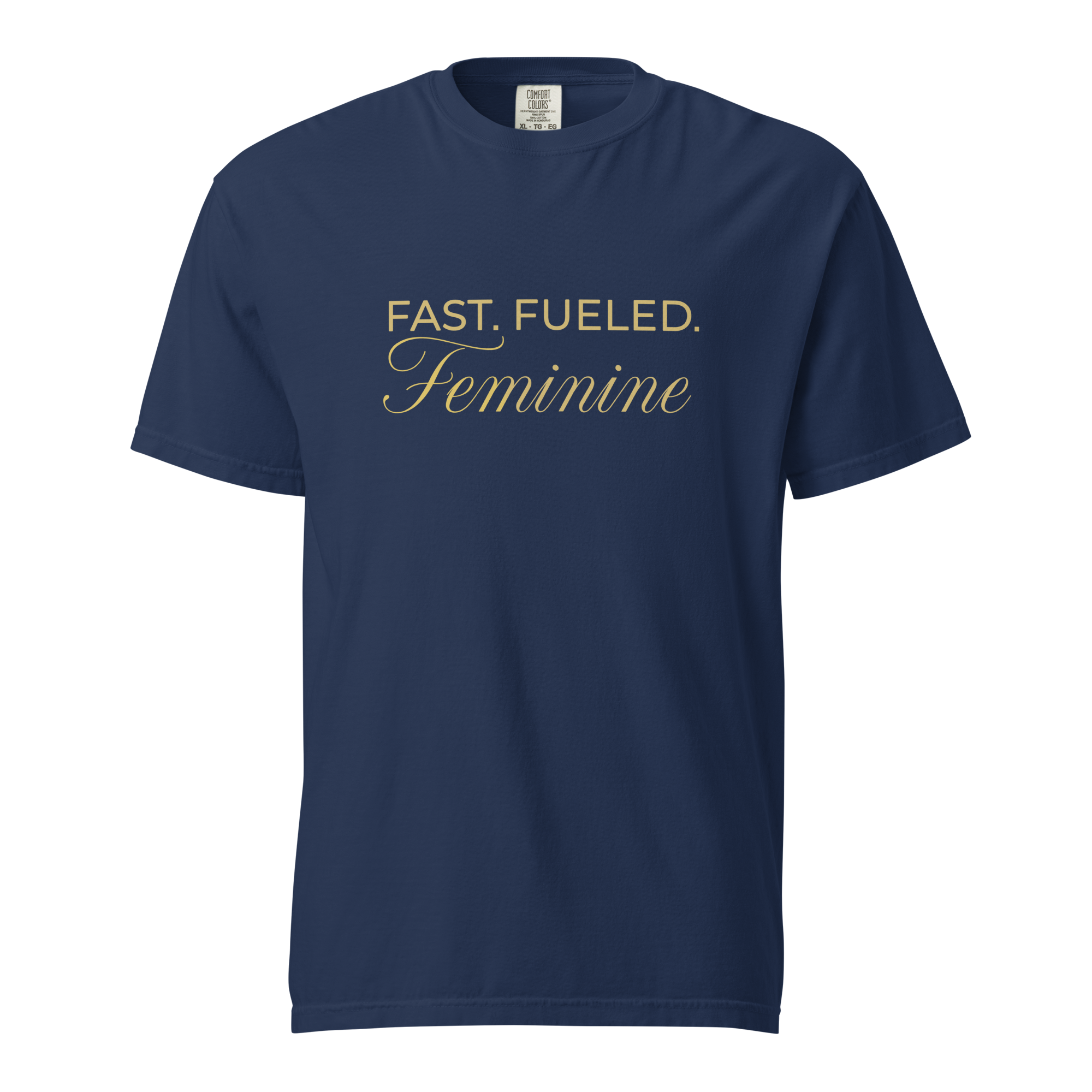 Fast Fueled Tee — MotorCreed women's car enthusiast t-shirt, True Navy