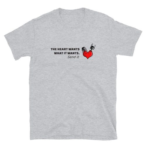 Car Enthusiast T-Shirt Men, Heart Wants What It Wants Send It Racing Quote Tee, Petrolhead Boyfriend Gift, Gearhead Birthday, MotorCreed