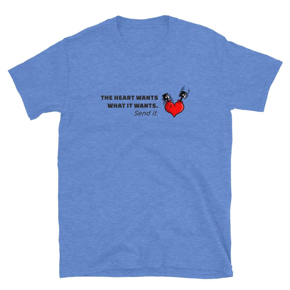 Car Enthusiast T-Shirt Men, Heart Wants What It Wants Send It Racing Quote Tee, Petrolhead Boyfriend Gift, Gearhead Birthday, MotorCreed