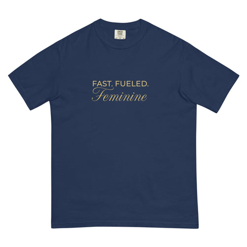 FAST FUELED Feminine Car T-Shirt Women, Garment Dyed Racing Tee, Car Lover Gift Girlfriend, Petrolhead Birthday Present Her, MotorCreed