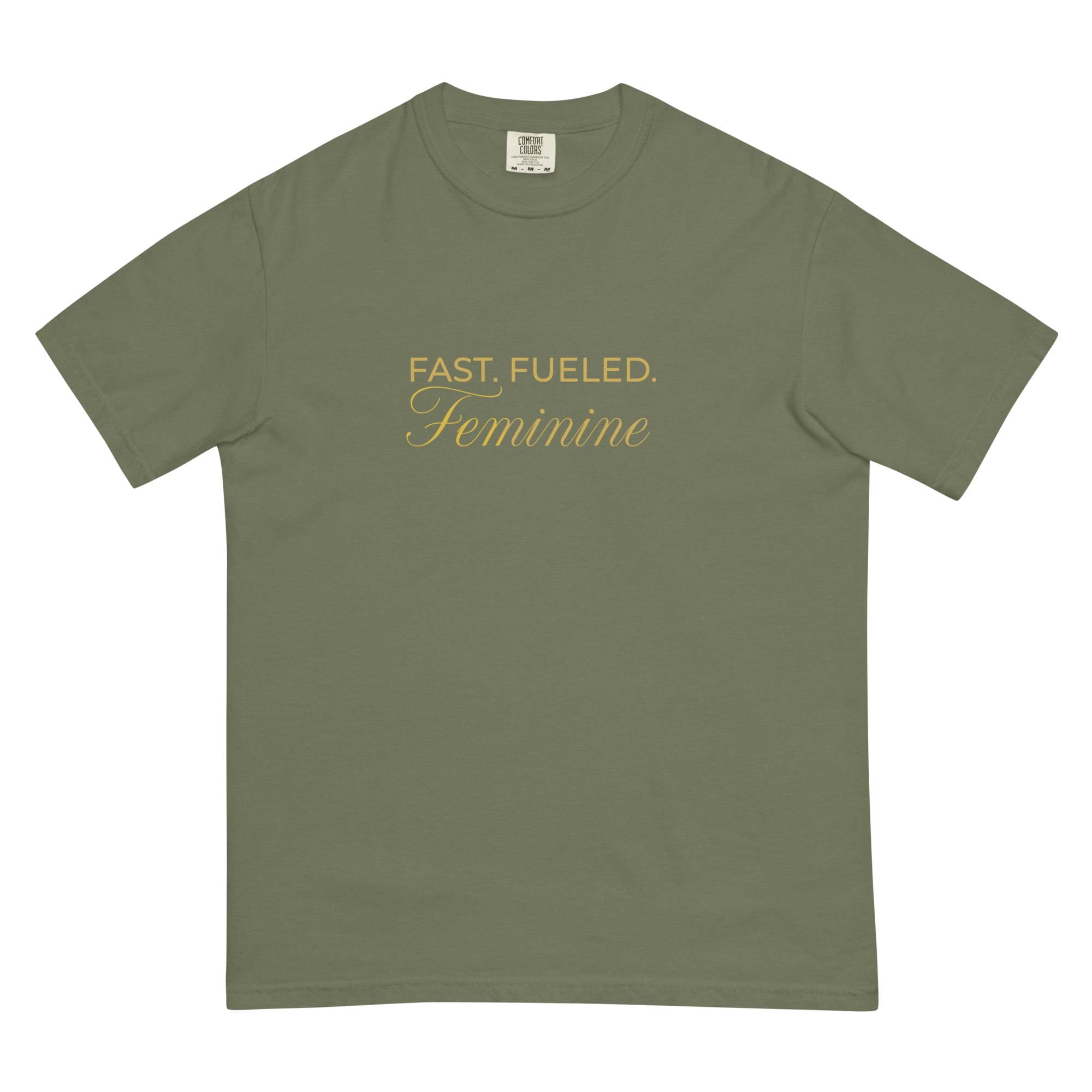 FAST FUELED Feminine Car T-Shirt Women, Garment Dyed Racing Tee, Car Lover Gift Girlfriend, Petrolhead Birthday Present Her, MotorCreed