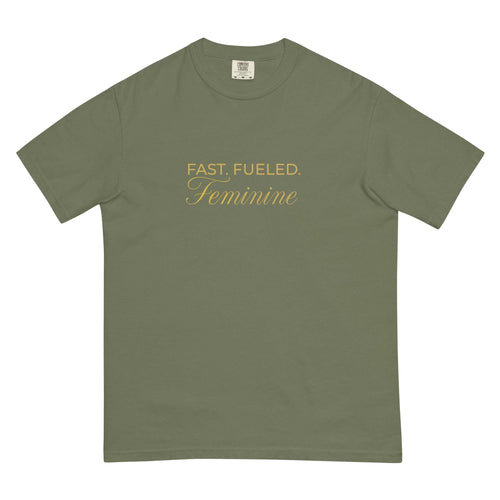 FAST FUELED Feminine Car T-Shirt Women, Garment Dyed Racing Tee, Car Lover Gift Girlfriend, Petrolhead Birthday Present Her, MotorCreed