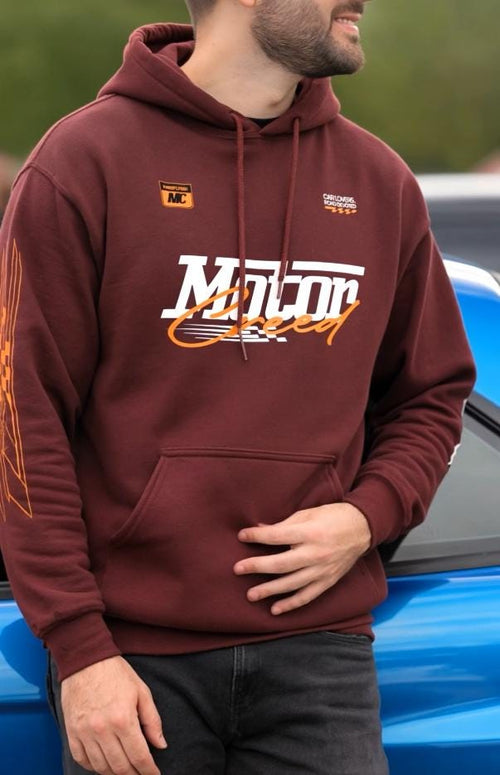 Racing Team Hoodie Men, Car Lovers Road Devoted, MotorCreed Premium Streetwear, Car Enthusiast Gift Boyfriend, Speed With A Soul Pullover