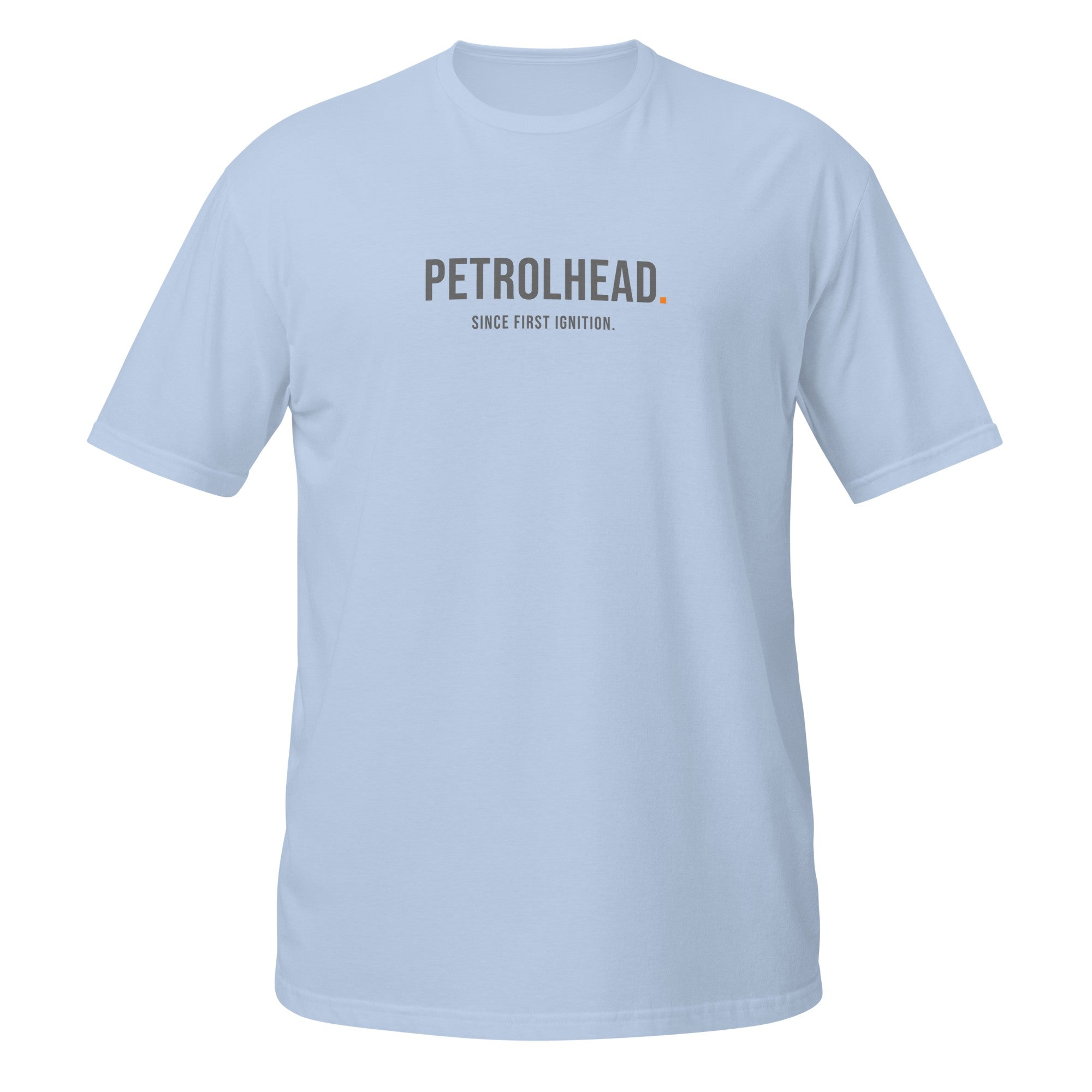 Petrolhead Since First Ignition Tee — MotorCreed car enthusiast t-shirt, Light Blue