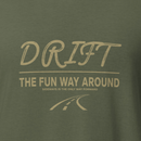 Drift The Fun Way Tee — MotorCreed car enthusiast t-shirt, design detail