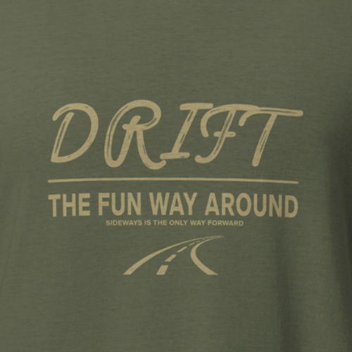 Drift The Fun Way Tee — MotorCreed car enthusiast t-shirt, design detail