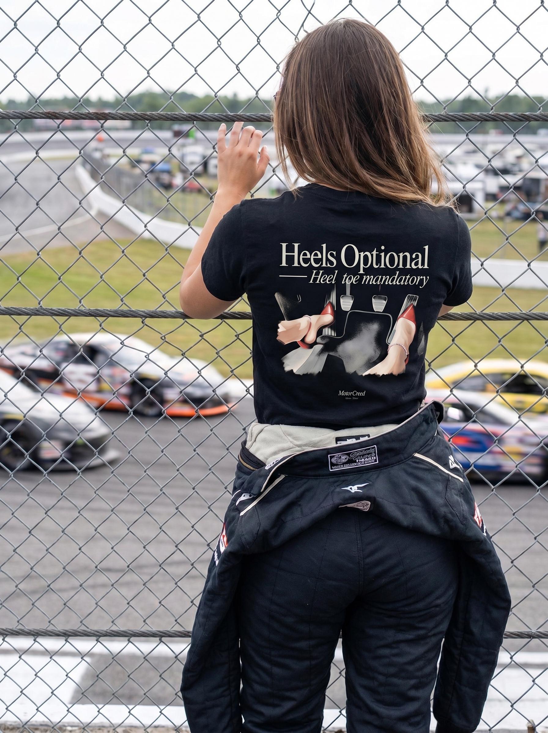 Manual Driver T-Shirt Women, Heels Optional Heel-Toe Mandatory, Car Enthusiast Birthday Gift Girlfriend, Car Girl Apparel, MotorCreed
