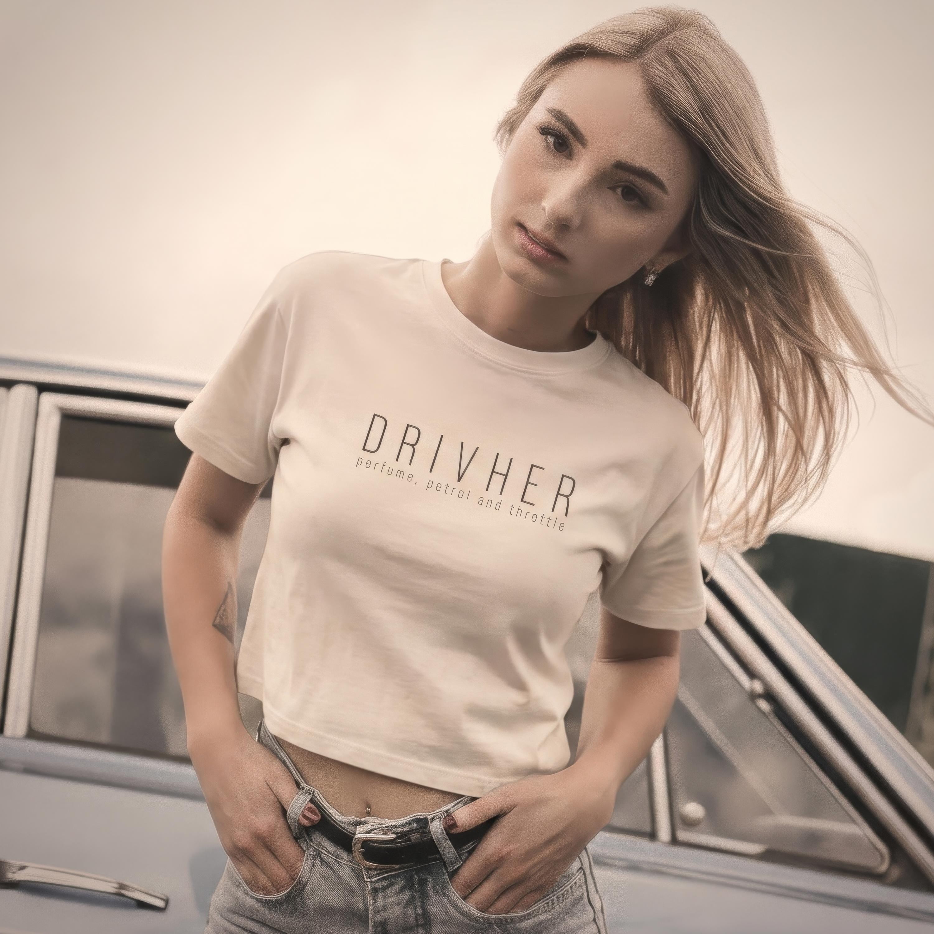 Car Enthusiast T-Shirt Women, DrivHer Minimalist Racing Tee, Petrolhead Gift Girlfriend, Gearhead Car Birthday Gift, MotorCreed Apparel