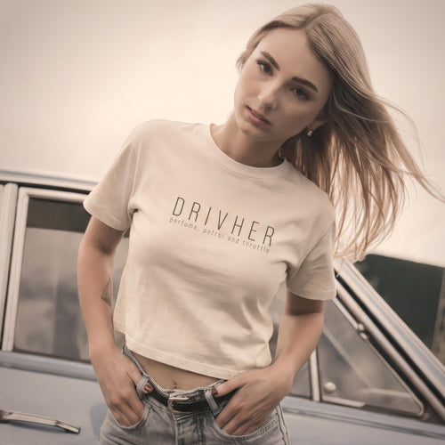 Car Enthusiast T-Shirt Women, DrivHer Minimalist Racing Tee, Petrolhead Gift Girlfriend, Gearhead Car Birthday Gift, MotorCreed Apparel