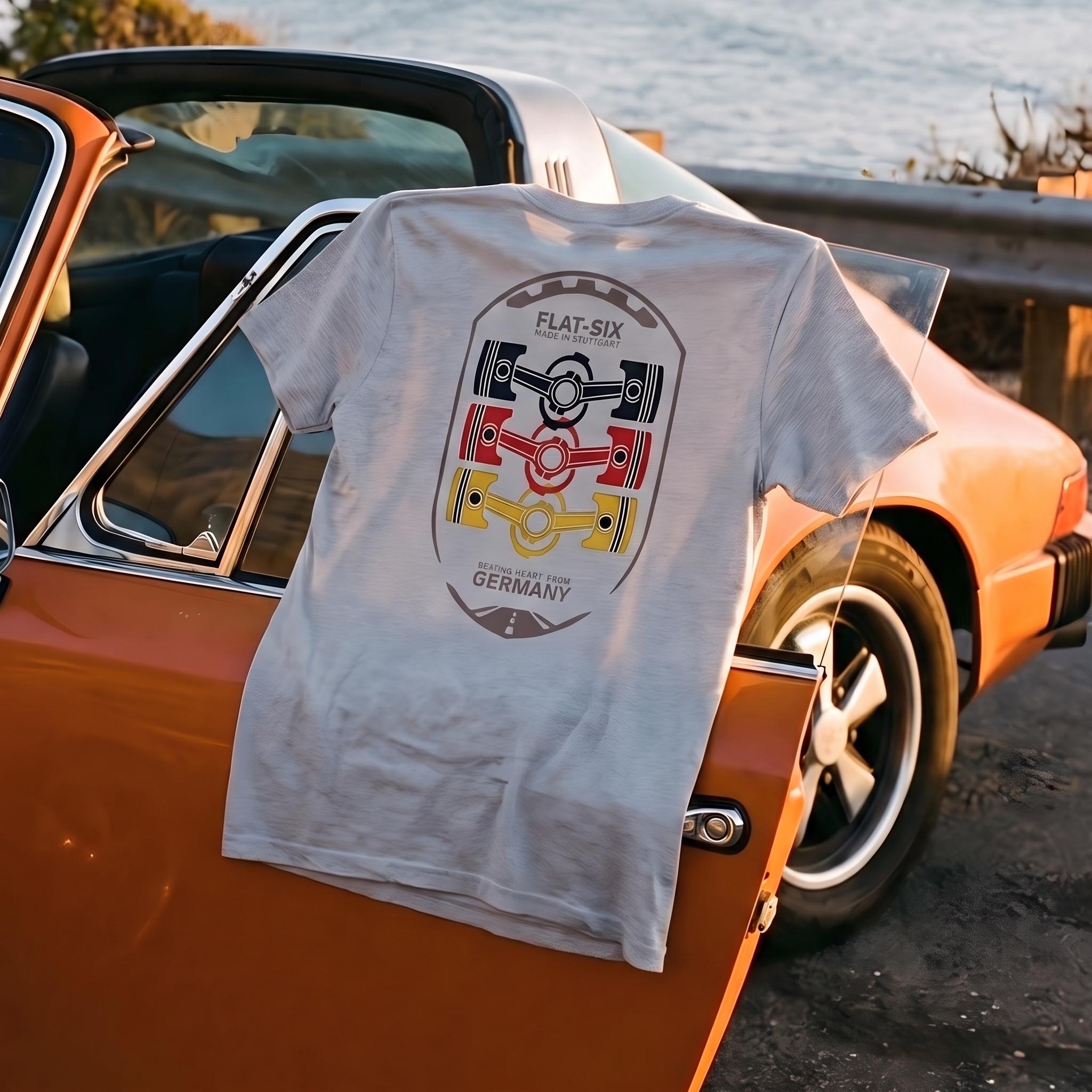 Flat-Six Society Tee Men, Vintage Motorsport Crest Design, Petrolhead Gift Boyfriend, Car Enthusiast Birthday Present, MotorCreed Apparel