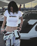 Minimalist Car Crop Top Women, Speed With A Soul Tee, Car Enthusiast Birthday Gift Girlfriend, Petrolhead Streetwear, MotorCreed Signature