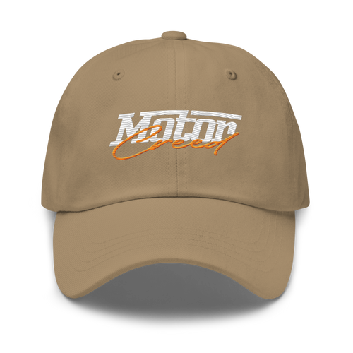 MotorCreed Embroidered Cap — car enthusiast dad hat, Khaki