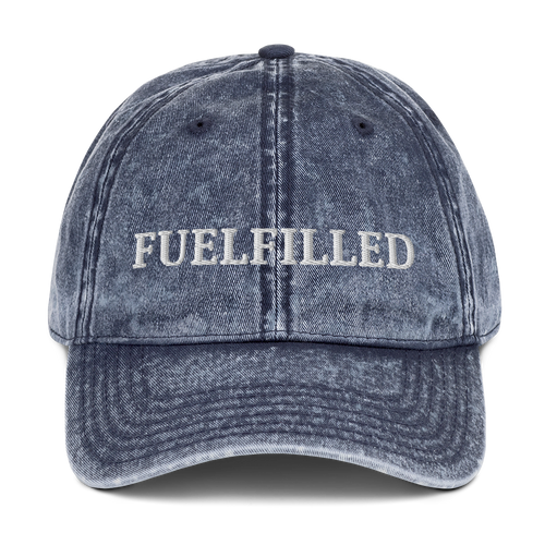 Fuelfilled Vintage Cap — MotorCreed car enthusiast dad hat, Navy