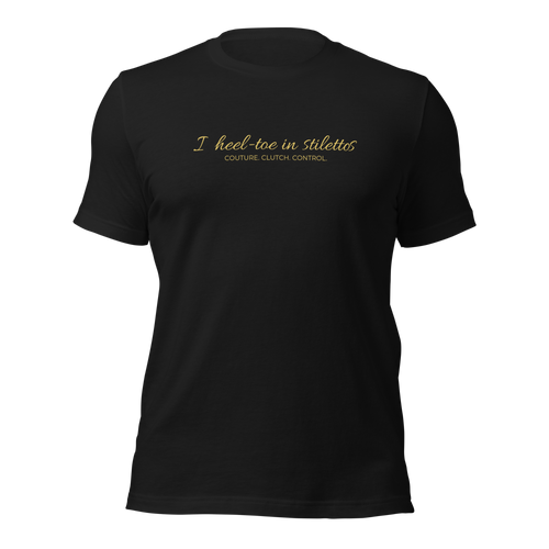 Heel-Toe in Stilettos Tee — MotorCreed women's car enthusiast t-shirt, Vintage Black