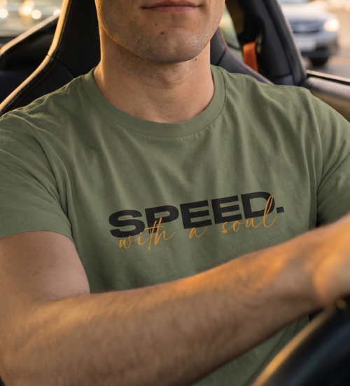 Speed With A Soul Tee — MotorCreed car enthusiast t-shirt, worn