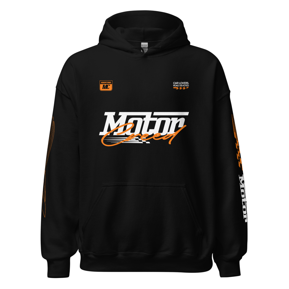 Racing Team Hoodie — MotorCreed car enthusiast hoodie, Black