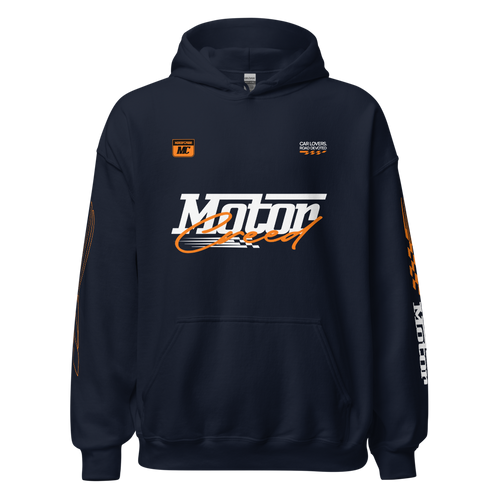 Racing Team Hoodie — MotorCreed car enthusiast hoodie, Navy