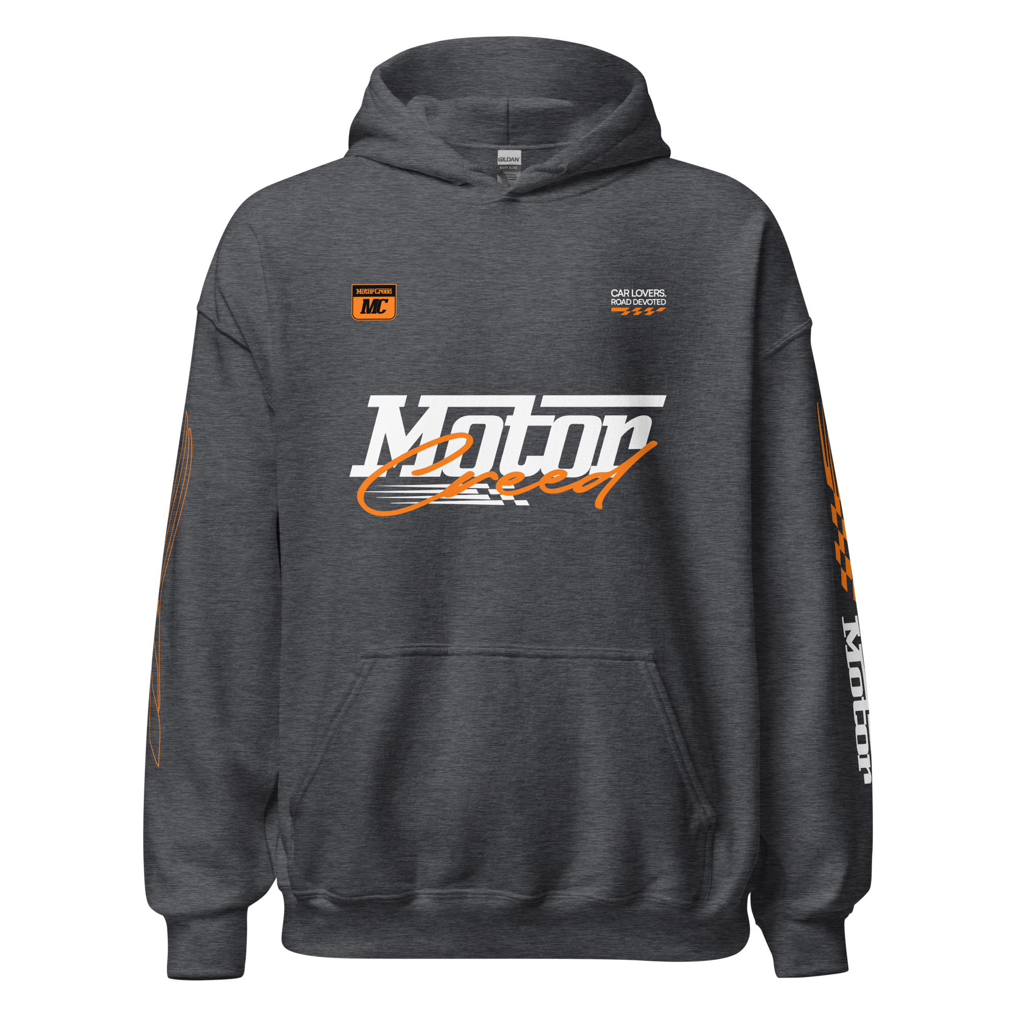 Racing Team Hoodie — MotorCreed car enthusiast hoodie, Dark Heather