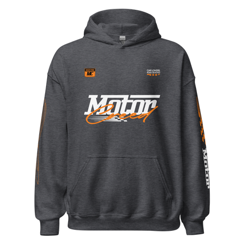 Racing Team Hoodie — MotorCreed car enthusiast hoodie, Dark Heather