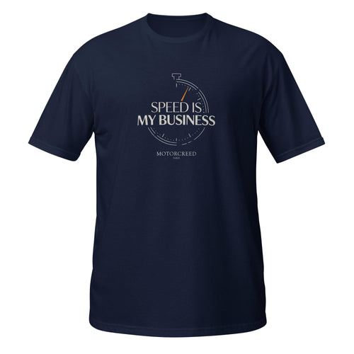 Speed Is My Business Tee — MotorCreed car enthusiast t-shirt, Navy
